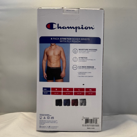 Champion Men's Boxer Briefs 4-Pack - Black, Gray, Red - Picture 4 of 4